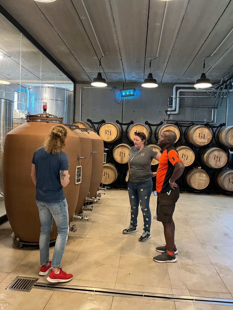 Visite d'une cave viticole et dégustation de vin lors d'une sortie à vélo électrique